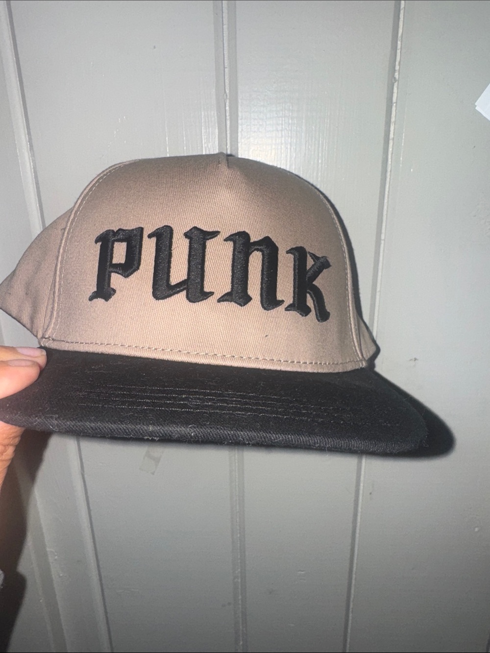 Little Trouble Beige and Black 'PUNK' Kids Snapback Hat
